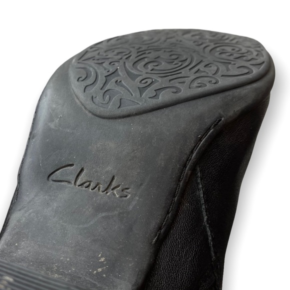 Clarks Artisan Cardy Black Leather Knee High Block Heel Boots - Picture 11 of 12
